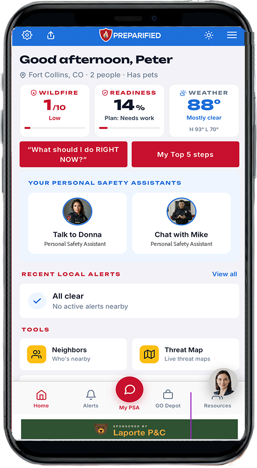 Personal Safety Assistant chat screen